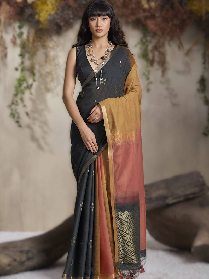 viscose cotton saree with matching blouse