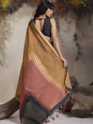 viscose cotton saree with matching blouse 2