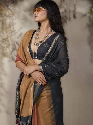 viscose cotton saree with matching blouse 3
