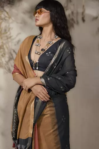 viscose cotton saree with matching blouse