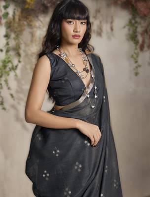 viscose cotton saree with matching blouse 4