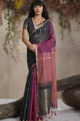 viscose cotton saree with handloom weaving
