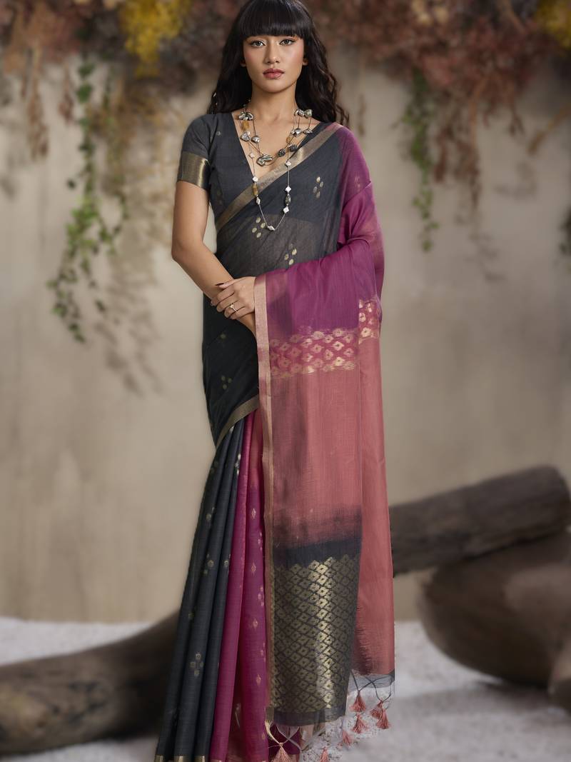 viscose cotton saree with handloom weaving