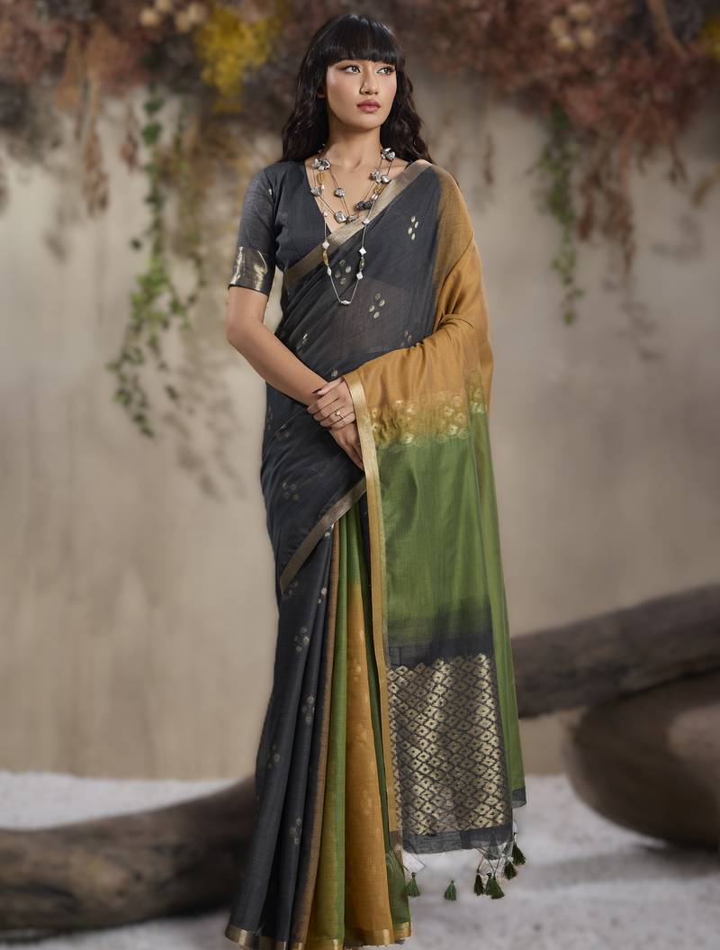handloom weaving viscose cotton saree