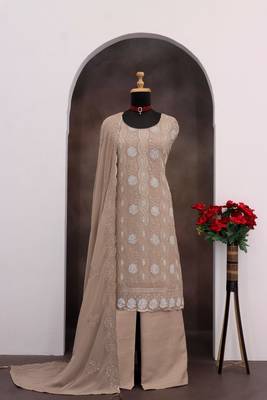 Chiku faux georgette suit with embroidered sequin  2