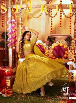 Yellow georgette lehenga choli with Sequin & thread work 2
