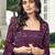 Purple georgette free size stitched shrug suit with sequence thread work