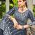 Grey faux georgette semi stitched plazzo suit with embroidery & sequins work