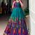 teal green silk festival gown with floral work