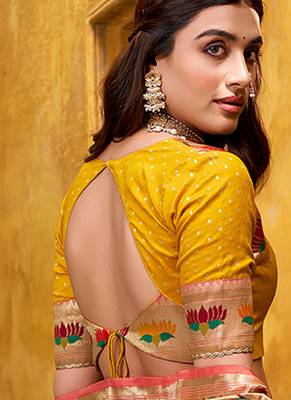 yellow paithani silk chaniya choli with zari work 4