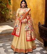 cream paithani silk chaniya choli with zari work