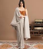 Silver embroidered velvet saree