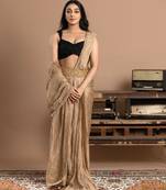 Gold embroidered velvet saree