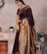 maroon banarasi satin silk saree with zari border