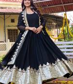 black georgette gown with sequins embroidery work