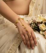 multicolor gold-plated kundan hathphool with floral design