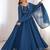 blue georgette gown with embroidered yoke & dupatta
