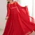 red georgette gown with embroidered yoke & dupatta