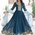 teal blue georgette gown with sequins & zari work