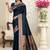 navy blue satin saree with zari woven border & pallu