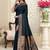 navy blue satin saree with zari woven border & pallu
