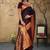 maroon satin saree with zari woven border & pallu