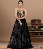 black embroidered velvet lehenga with rich work