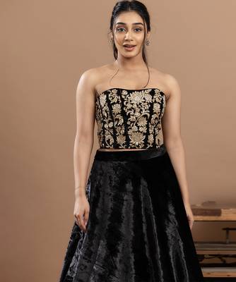 black embroidered velvet lehenga with rich work 2