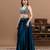 blue velvet lehenga with embroidered work