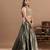 sage green velvet lehenga with embroidered work