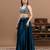 blue velvet lehenga with embroidered work
