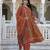 Red printed cotton kurta pant with dupatta