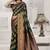 dark green satin silk saree with zari woven work