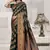 dark green satin silk saree with zari woven work