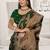 dark green satin silk saree with zari woven work