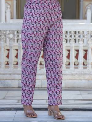 brown cotton kurta set with printed work & dupatta 5