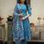 Sky-blue printed cotton kurta pant with dupatta