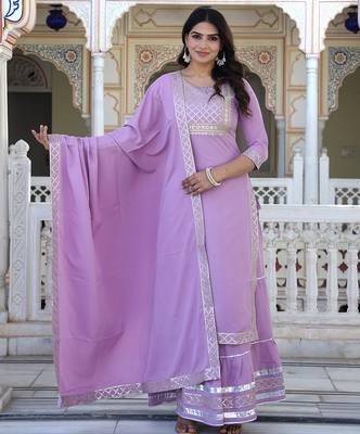 baby pink crepe kurta sharara set with embroidery 2