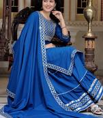 Blue embroidered crepe kurta pant with dupatta