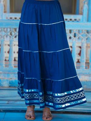 teal blue crepe kurta sharara set with embroidery 5