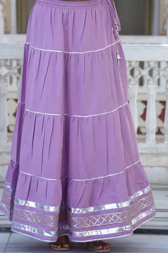 baby pink crepe kurta sharara set with embroidery