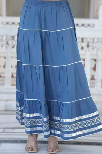 grey crepe kurta sharara set with embroidery