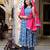 Blue printed cotton kurta pant with dupatta