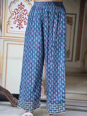 blue cotton anarkali kurta set with embroidery 4