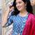 Blue printed cotton kurta pant with dupatta
