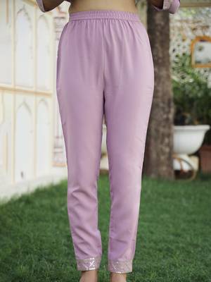 pink crepe kurta pant set with embroidery 5