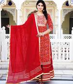 Maroon embroidered viscose rayon kurta pant with dupatta