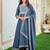 Grey embroidered crepe kurta pant with dupatta