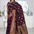 deep purple satin silk saree with heavy zari work