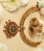 gold necklace set with jhumka earrings